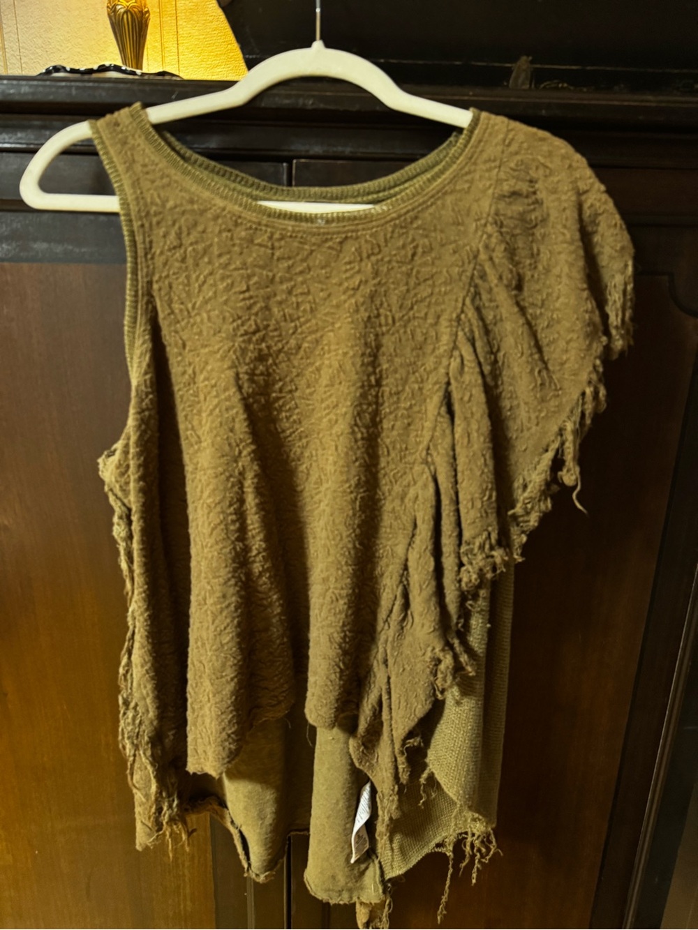 Free People Off-the-Shoulder Textured Fringe Sweater - Brown